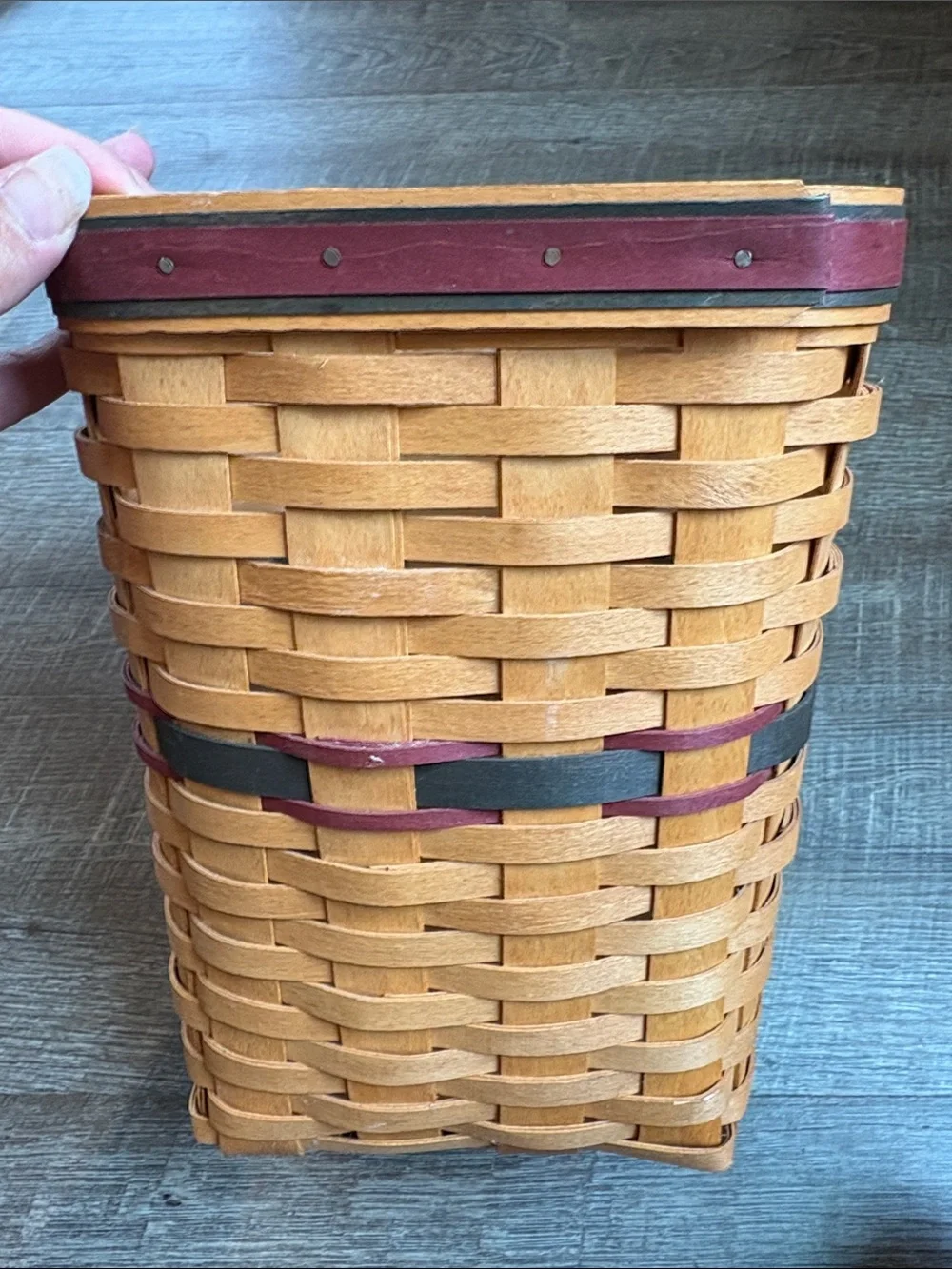 Longaberger Basket 10”H Waste Basket Holiday w/ Protector